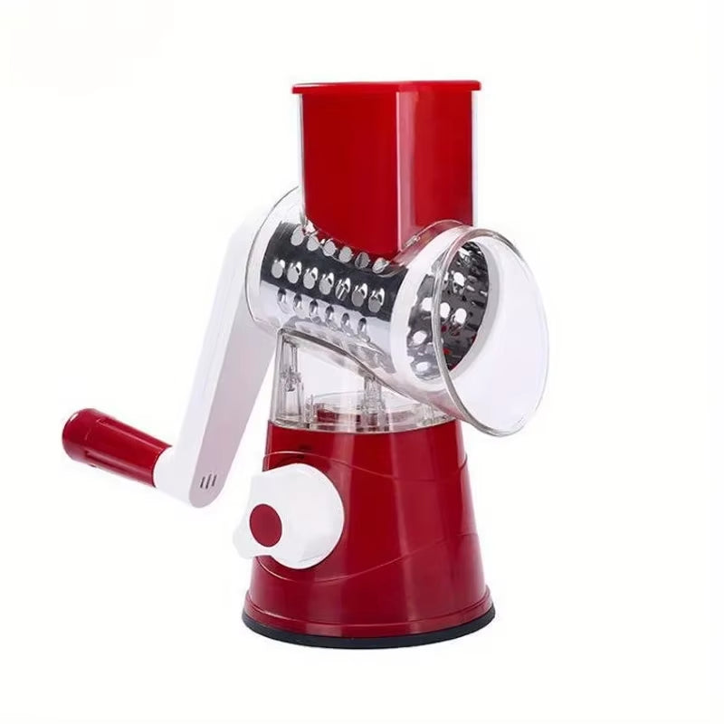 Vegetable Cutter & Slicer Manual Kitchen Cheese Chopper Machine with 3 Sharp Drums Multifunctional Garlic Potato Shredder